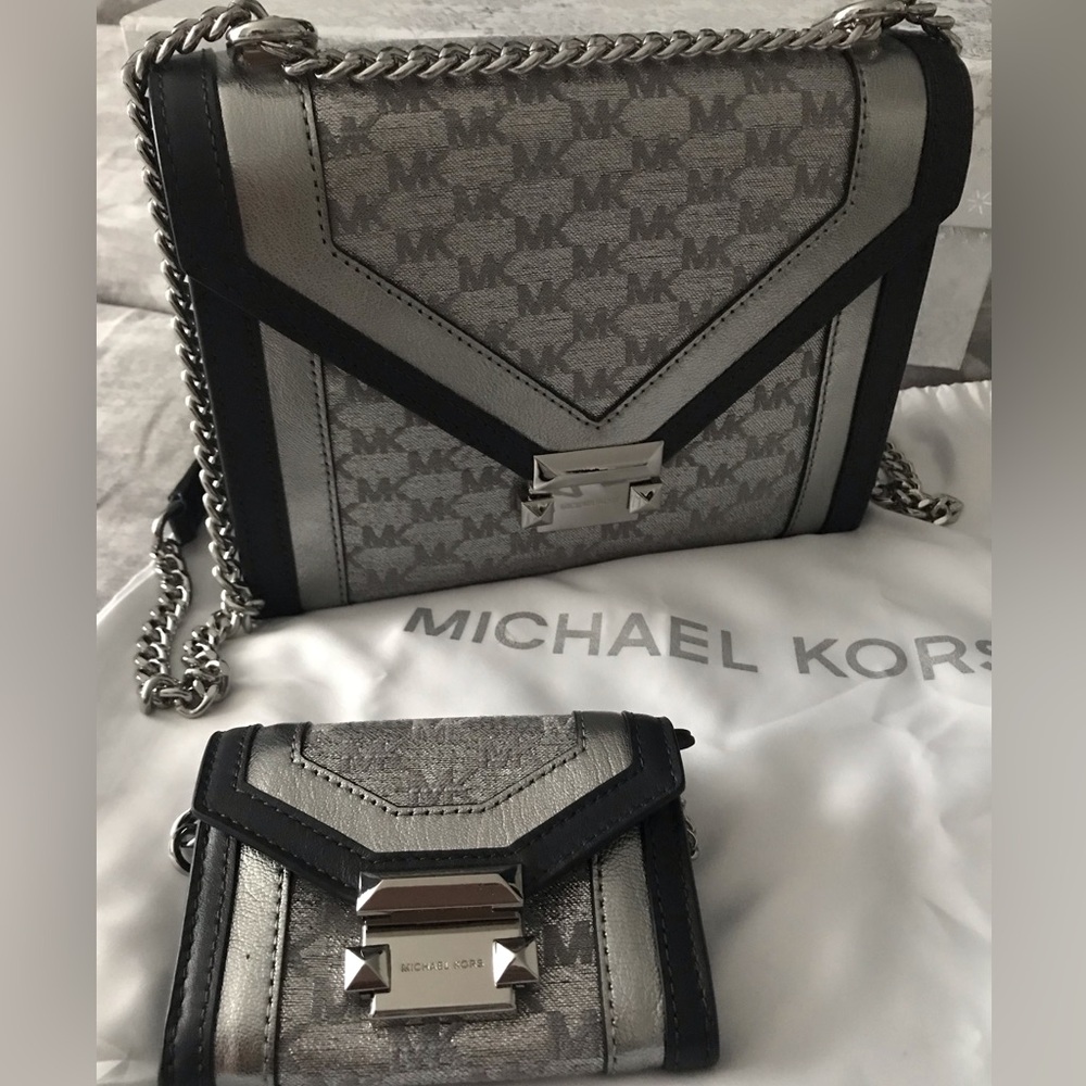 BNWOT Metallic Shoulder/Crossbody Bag and Matching Wallet